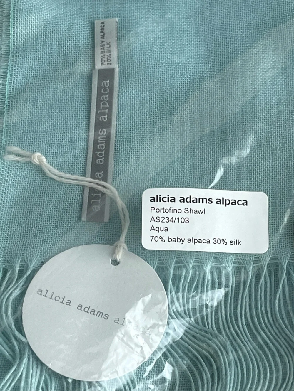 Alicia Adams Alpaca Portofino Shawl Aqua Baby Alpaca Silk Wrap